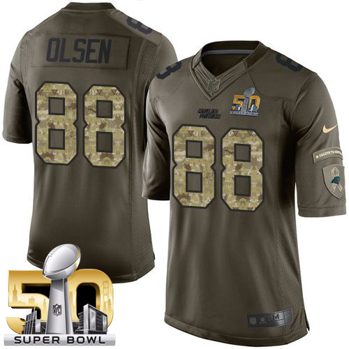 Nike Panthers #88 Greg Olsen Green Super Bowl 50 Men's Stitched NFL Limited Salute to Service Jersey